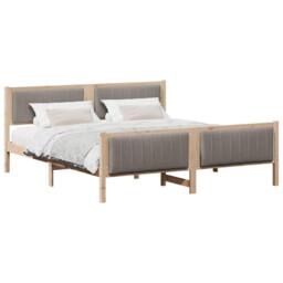 Berkfield Home Bed frame Brown & taupe 180 x 200 cm Solid pine wood in Light Oak - thumbnail 3