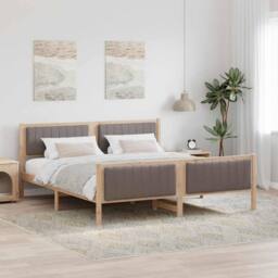 Berkfield Home Bed frame Brown & taupe 180 x 200 cm Solid pine wood in Light Oak - thumbnail 1