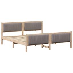 Berkfield Home Bed frame Brown & taupe 180 x 200 cm Solid pine wood in Light Oak - thumbnail 2