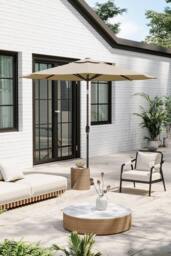 Garden Sanctuary 24 Solar LED Lights Patio Crank Parasol in Beige - thumbnail 3