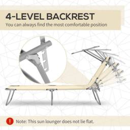 EONLION Beige-Reclining Sun Lounger Chair Folding in Beige - Size: 100 cm - thumbnail 3