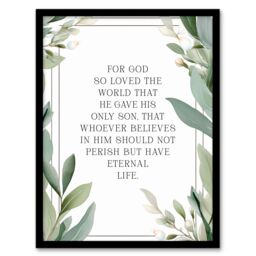 "Artery8 Wall Art Print John 3:16 God So Loved the World Quote Bible Verse Green Framed Art - Size: W12"" x H16""" - thumbnail 1