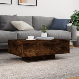 Berkfield Home Coffee Table with LED Lights Smoked Oak 85x55x31 cm in Brown - Size: 85 x 55 x 31 cm - thumbnail 4