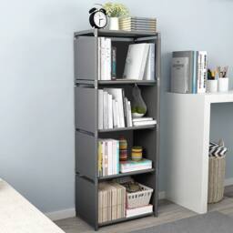 Kelvenix Wide 5 Tier Book Shelf Deep Bookcase in Grey - Size: 0.6m2 - thumbnail 5