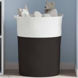 Berkfield Home Storage Basket Black & White √ò49x65 cm Cotton - Size: 49x65 cm - thumbnail 2