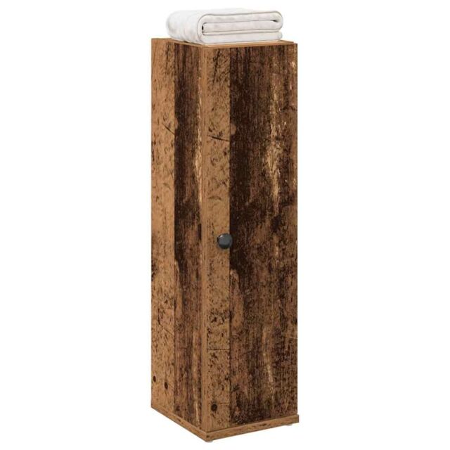 Berkfield Home Bathroom Cabinet with Roll Holder Old Wood 20.5x22x72 cm in Brown - image 1