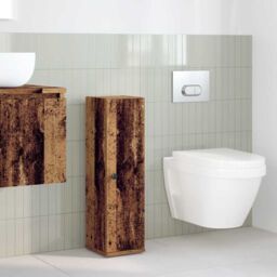 Berkfield Home Bathroom Cabinet with Roll Holder Old Wood 20.5x22x72 cm in Brown - thumbnail 3