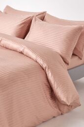 Homescapes Egyptian Cotton Satin Stripe Flat Sheet 330 Thread Count in Beige - Size: Super King Flat - thumbnail 3