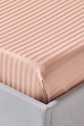 Homescapes Egyptian Cotton Satin Stripe Flat Sheet 330 Thread Count in Beige - Size: Super King Flat - thumbnail 2