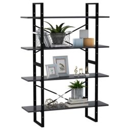 Berkfield Home 4-Tier Book Cabinet Grey 100x30x140 cm Engineered Wood - Size: 100 x 30 x 140 cm - thumbnail 4