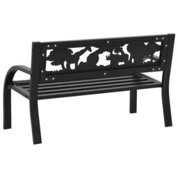 Berkfield Home Children Garden Bench 86 cm Steel in Black - thumbnail 4