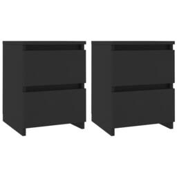 Berkfield Home Bedside Cabinets 2 pcs Black 30x30x40 cm Engineered Wood - Size: 30 x 30 x 40 cm - thumbnail 2