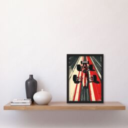 "Artery8 Vintage Red Race Car Sport Speed Racing Track Framed Art Print - Size: W12"" x H16""" - thumbnail 4