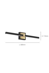 Eglo Peguera LED Black & Brass Steel Bathroom Mirror Light - thumbnail 4