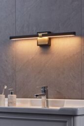 Eglo Peguera LED Black & Brass Steel Bathroom Mirror Light - thumbnail 2