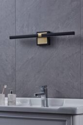 Eglo Peguera LED Black & Brass Steel Bathroom Mirror Light - thumbnail 3