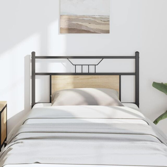 Berkfield Home Headboard Sonoma Oak 80 cm Engineered Wood & Steel in Brown - image 1