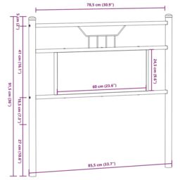 Berkfield Home Headboard Sonoma Oak 80 cm Engineered Wood & Steel in Brown - thumbnail 8