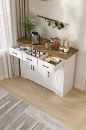 Living and Home 3-Door Wooden Sideboard with 3 Drawers in White - thumbnail 6