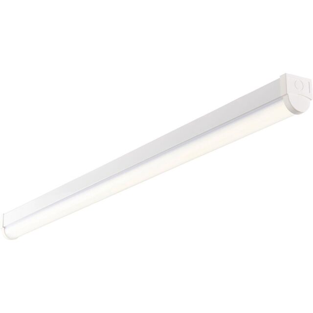 Loops 5ft Emergency Batten Light Fitting - 41W Cool White LED - Gloss White & Opal - image 1