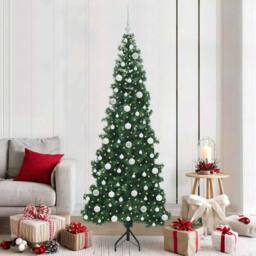 Berkfield Home Corner Artificial Christmas Tree Green 210 cm PVC & Metal - thumbnail 1