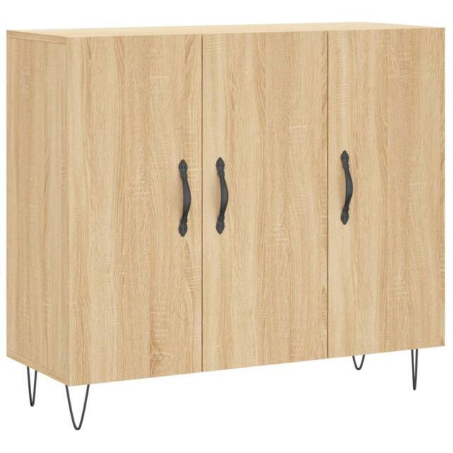 Berkfield Home Sideboard Sonoma Oak 90x34x80 cm Engineered Wood in Light Brown - Size: 90 x 34 x 80 cm - image 1