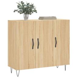 Berkfield Home Sideboard Sonoma Oak 90x34x80 cm Engineered Wood in Light Brown - Size: 90 x 34 x 80 cm - thumbnail 3