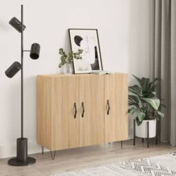 Berkfield Home Sideboard Sonoma Oak 90x34x80 cm Engineered Wood in Light Brown - Size: 90 x 34 x 80 cm - thumbnail 2