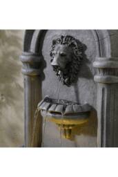 Teamson Home Lion Head Wall-Mounted Garden Fountain LED Lighting, Natural Stone in Grey - thumbnail 4