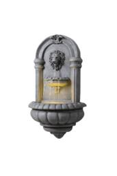 Teamson Home Lion Head Wall-Mounted Garden Fountain LED Lighting, Natural Stone in Grey - thumbnail 5