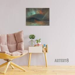 "Artery8 Frederic Church Aurora Borealis Seascape Canvas Wall Art Print - Size: W18"" x H24""" - thumbnail 3