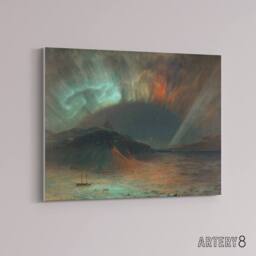 "Artery8 Frederic Church Aurora Borealis Seascape Canvas Wall Art Print - Size: W18"" x H24""" - thumbnail 2