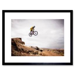 "Artery8 Sport Mountain Bike Jump Sky Big Air Home Decor 12x16"" Framed Art in Grey - Size: W12"" x H16""" - thumbnail 1