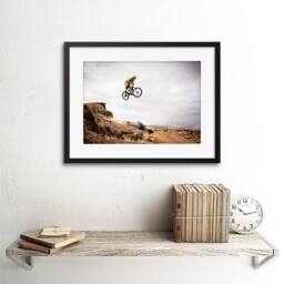 "Artery8 Sport Mountain Bike Jump Sky Big Air Home Decor 12x16"" Framed Art in Grey - Size: W12"" x H16""" - thumbnail 2