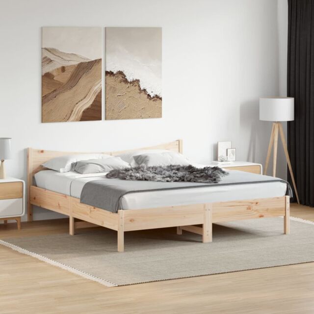 Berkfield Home Bed Frame without Mattress 180x200 cm Super King Solid Wood Pine in Brown - image 1