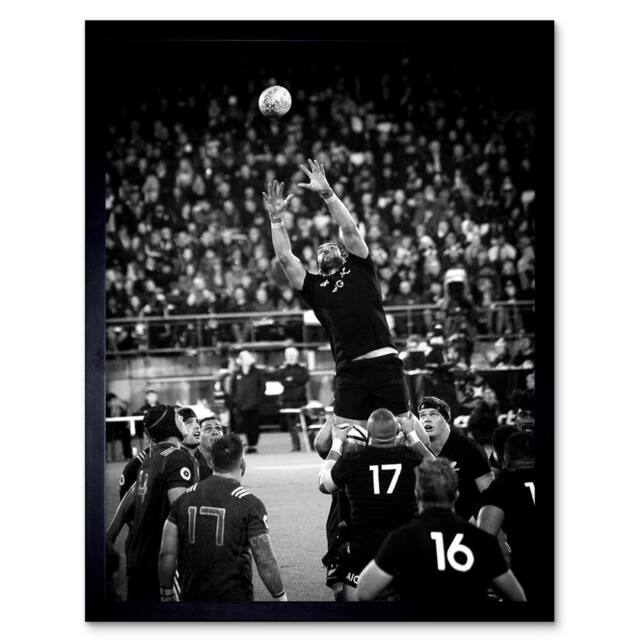 "Artery8 Coleman Rugby Line Out New Zealand Photo 12x16"" Framed Wall Art Print in Black - Size: W12"" x H16""" - image 1