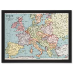 Artery8 Whitney-Graham 1930 Europe Political Map Artwork Framed Wall Art Print A4 in Black - thumbnail 1