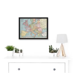 Artery8 Whitney-Graham 1930 Europe Political Map Artwork Framed Wall Art Print A4 in Black - thumbnail 2