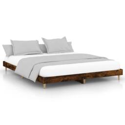 Berkfield Home Durable Bed Frame Smoked Oak 200x200 cm Engineered Wood in Brown - thumbnail 3