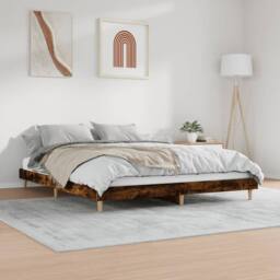 Berkfield Home Durable Bed Frame Smoked Oak 200x200 cm Engineered Wood in Brown - thumbnail 4