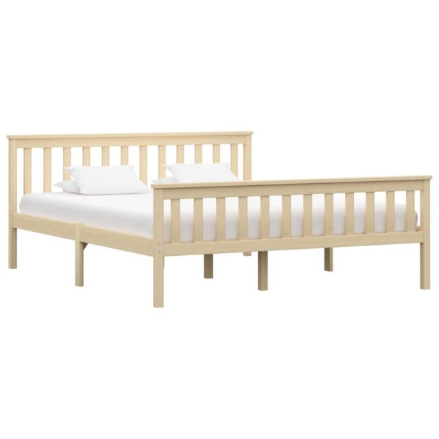 Berkfield Home Bed Frame Light Wood Solid Pinewood 160x200 cm in Brown - image 1