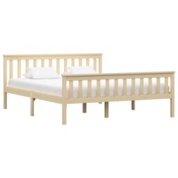 Berkfield Home Bed Frame Light Wood Solid Pinewood 160x200 cm in Brown - thumbnail 1