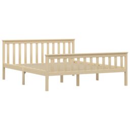 Berkfield Home Bed Frame Light Wood Solid Pinewood 160x200 cm in Brown - thumbnail 2