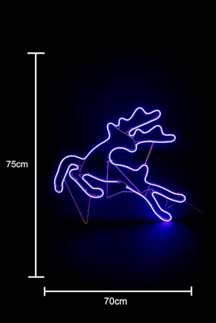 Shatchi Jumping Reindeer Neon Effect Rope Light Silhouette Double Side 90 Blue LEDs Christmas Outdoor - image 1