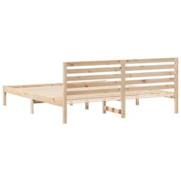 Berkfield Home Elegant with Headboard Brown 200 x 200 cm Solid pine wood in Light Tan - thumbnail 7
