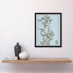 Artery8 Hannah Borger Overbeck Framed Wall Art Print Aster on Green Ground in Blue - Size: A4 - thumbnail 2