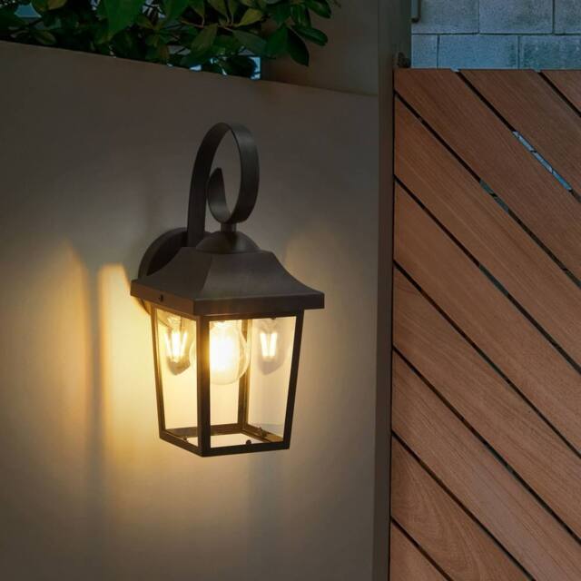 Wyld and Coco Outdoor Wall Light Matte Black Iron and Glass Sconce Waterproof - image 1