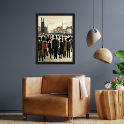 "Artery8 Wall Art Print 1940 Mid Century Industrial Northern Crowds In Street Cityscape Large Framed Wall Décor Art in Light Oak - Size: W18"" x H24""" - thumbnail 2