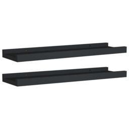 Berkfield Home Picture Frame Ledge Shelves 2 pcs Black 40x9x3 cm MDF - Size: 40 x 9 x 3 cm - thumbnail 2