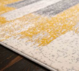 Kukoon Yellow Ochre Grey Distressed Striped Geometric patchwork Living room Area Rugs & Runner - Size: 80 cm x 150 cm - thumbnail 8